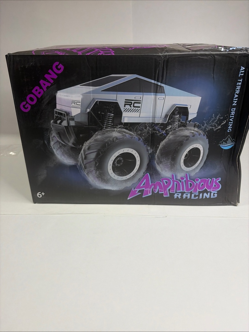 Police Amphibious Racing RC Monster Truck - White, Black, Purple Accents